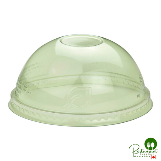 Eco-Products Veridian GreenStripe 9-24 oz. Green PLA Plastic Compostable Cold Cup Dome Lid with No Hole - 1,000/Case