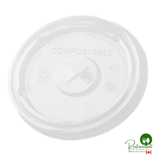 Fabri-Kal LGC12-24 Greenware 12, 16, 20, and 24 oz. Compostable Clear Plastic Lid with Straw Slot - 1,000/Case