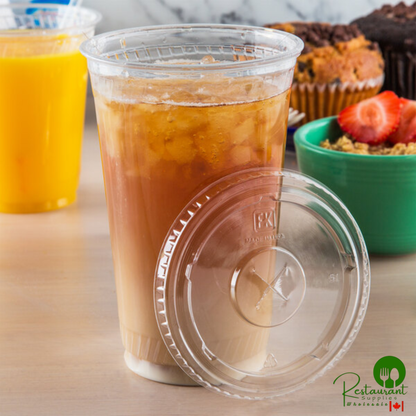 Fabri-Kal LKC16/24FX Kal-Clear / Nexclear 12 / 14, 16 / 18, 20, and 24 oz. Clear Plastic Flat Lid with Straw Slot - 1,000/Case
