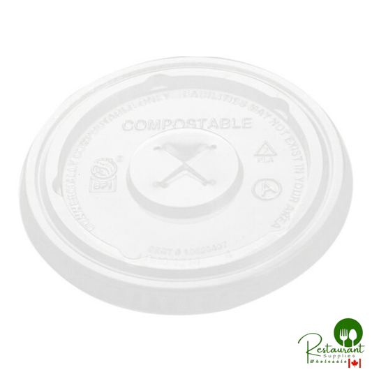 Fabri-Kal LGC12/20 Greenware 9 and 12 oz. Compostable Clear Plastic Lid with Straw Slot - 1,000/Case