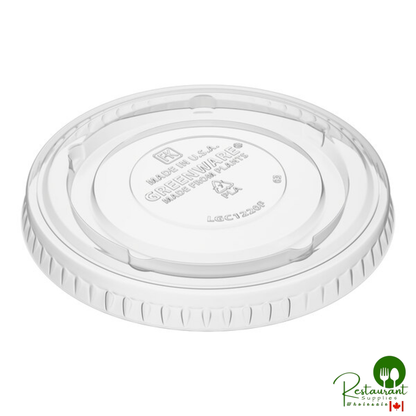 Fabri-Kal LGC12/20F Greenware 9 and 12 oz. Compostable Clear Plastic Flat Lid without Straw Slot - 1,000/Case