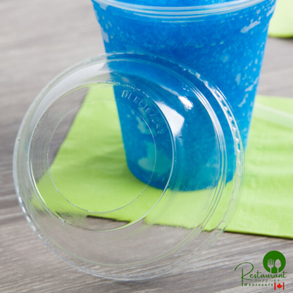 Fabri-Kal DLKC16/24S Kal-Clear / Nexclear 12 / 14, 16 / 18, 20, and 24 oz. Clear Plastic Squat Dome Lid with 1 3/4" Hole - 1,000/Case