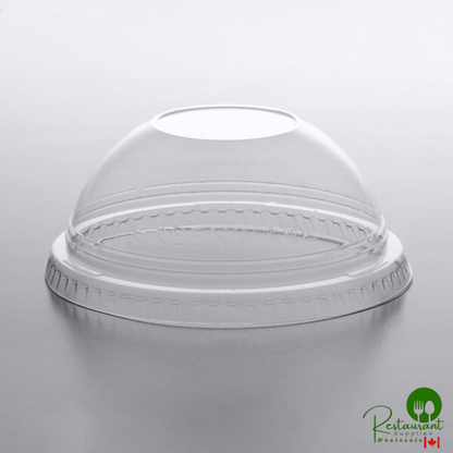 Fabri-Kal DLGC12/20NH Greenware 9 and 12 oz. Compostable Clear Plastic Dome Lid with No Hole - 1,000/Case