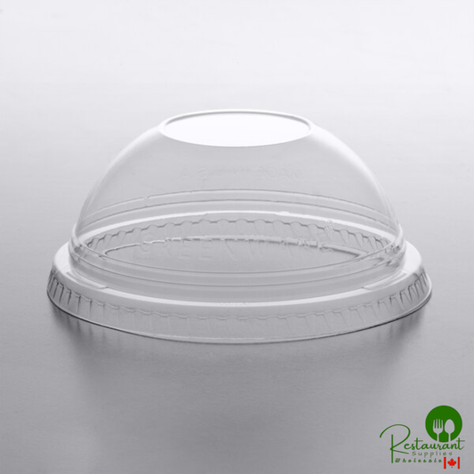 Fabri-Kal DLGC12/20NH Greenware 9 and 12 oz. Compostable Clear Plastic Dome Lid with No Hole - 1,000/Case