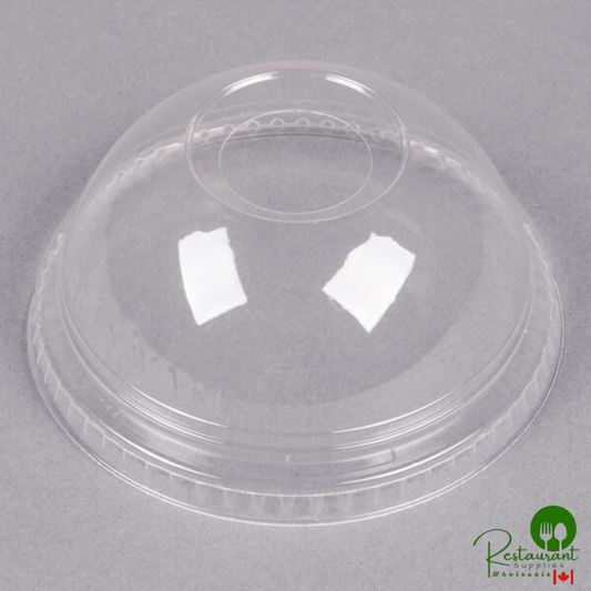 Fabri-Kal DLGC12/20 Greenware Compostable Clear Plastic Dome Lid with 1" Hole - 1,000/Case