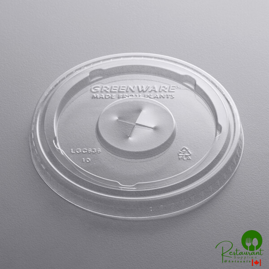 Fabri-Kal LGC636 Greenware 32 oz. Compostable Clear Plastic Lid with Straw Slot - 1,000/Case