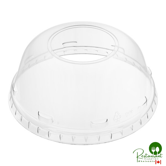 Fabri-Kal DLKC32S Kal-Clear / Nexclear 32 oz. Clear Plastic Squat Dome Lid with 1 3/4" Hole - 500/Case