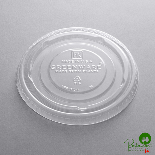 Fabri-Kal LGC16/24F Greenware 16, 20, and 24 oz. Compostable Clear Plastic Flat Lid without Straw Slot - 1,000/Case