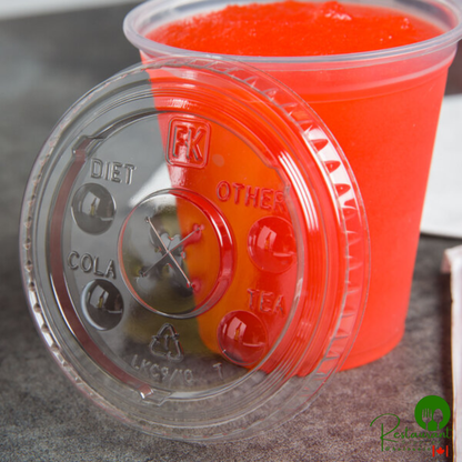 Fabri-Kal LKC9/10 Kal-Clear / Nexclear 7 and 10 oz. Clear Plastic Flat Lid with Flavor Buttons and Straw Slot - 2,500/Case