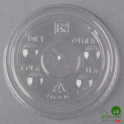 Fabri-Kal LKC9/10 Kal-Clear / Nexclear 7 and 10 oz. Clear Plastic Flat Lid with Flavor Buttons and Straw Slot - 2,500/Case