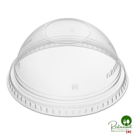 Fabri-Kal DLGC16/24NH Greenware 16 and 24 oz. Compostable Clear Plastic Dome Lid with No Hole - 1,000/Case
