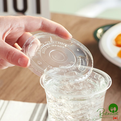 World Centric 9Q-24 oz. PLA Plastic Compostable Cold Cup Flat Lid With Straw Slot - 1,000/Case