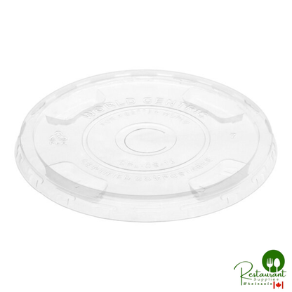 World Centric 9Q-24 oz. PLA Plastic Compostable Cold Cup Flat Lid With Straw Slot - 1,000/Case