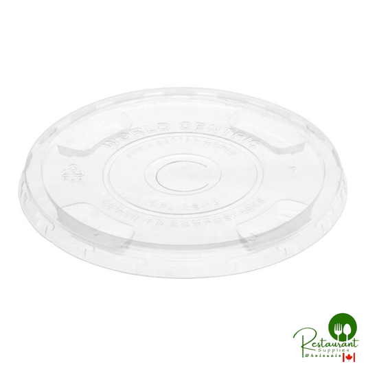 World Centric 9Q-24 oz. PLA Plastic Compostable Cold Cup Flat Lid With Straw Slot - 1,000/Case