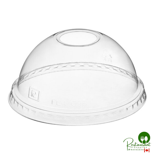 World Centric 9Q-24 oz. PLA Plastic Compostable Cold Cup Dome Lid With Hole - 1,000/Case