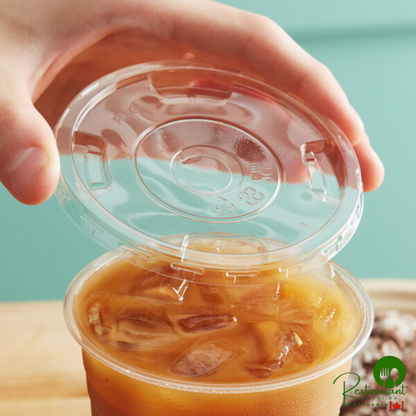 9, 12, 16, 20 & 24 oz. PLA Compostable Plastic Cold Cup Lid with Circular Straw Slot By Prime - 800/Case