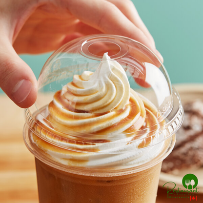 9, 12, 16, 20 & 24 oz. PLA Compostable Plastic Cold Cup Dome Lid with Opening By Prime - 800/Case