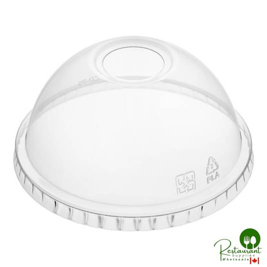 9, 12, 16, 20 & 24 oz. PLA Compostable Plastic Cold Cup Dome Lid with Opening By Prime - 1,000/Case