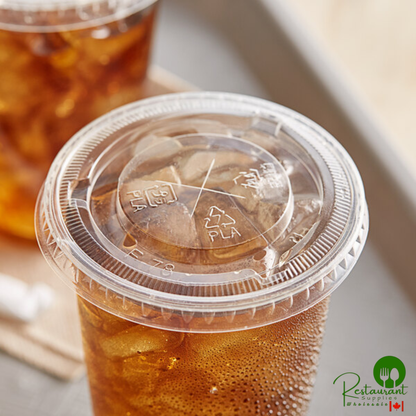 10 oz. PLA Compostable Plastic Cold Cup Lid with Straw Slot By Prime - 1,000/Case