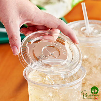 Clear Plastic Flat Lid with Straw Slot - 32 oz. By Prime - 500/Case