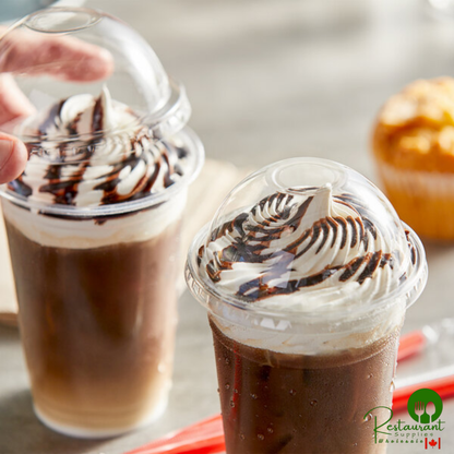 9 oz., 12 oz., 16 oz., 20 oz., 24 oz. Clear Dome Lid with 1" Hole By Prime - 1,000/Case