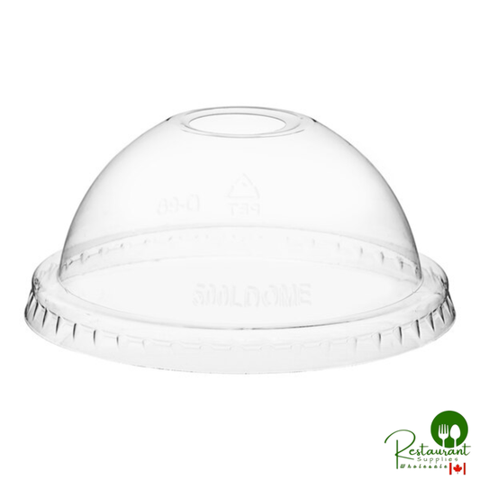 9 oz., 12 oz., 16 oz., 20 oz., 24 oz. Clear Dome Lid with 1" Hole By Prime - 1,000/Case
