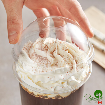 32 oz. Clear Plastic Dome Lid with Hole By Prime - 500/Case