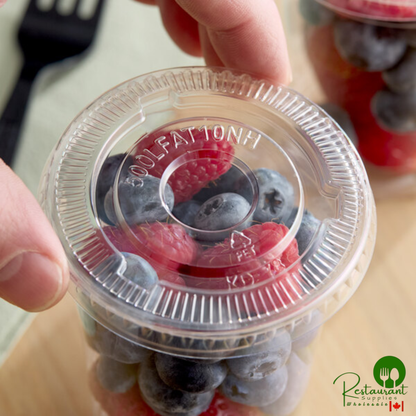 5 oz., 7 oz., 10 oz. Clear PET Flat Lid with No Straw Slot By Prime - 1,000/Case