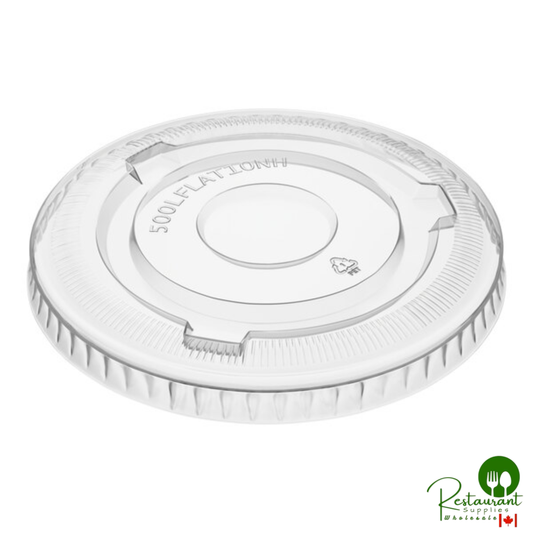 5 oz., 7 oz., 10 oz. Clear PET Flat Lid with No Straw Slot By Prime - 1,000/Case