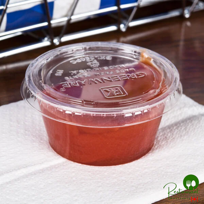 Fabri-Kal GXL250PC Greenware 2 oz. Compostable Clear Plastic Souffle / Portion Cup Lid - 2,010/Case