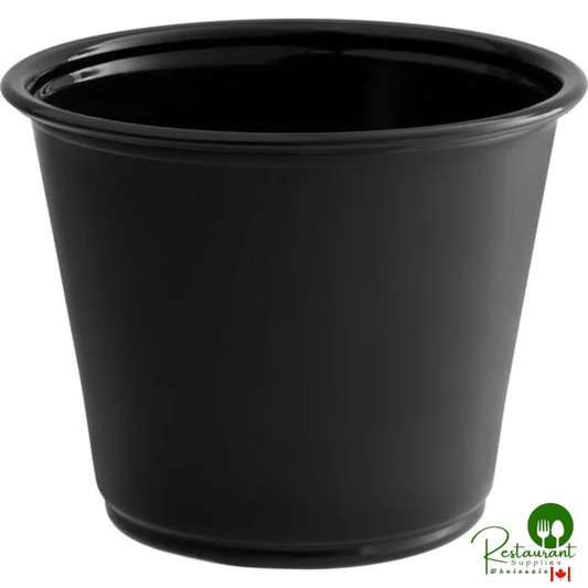 5.5 oz. Black Plastic Souffle Cup / Portion Cup By Prime - 2,500/Case