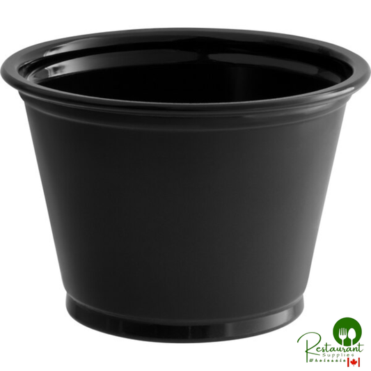 2.5 oz. Black Plastic Souffle Cup / Portion Cup By Prime - 2,500/Case