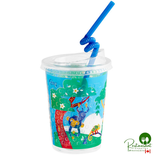 Jungle Print Kid's Cup with Lid and Straw 12 oz. By Prime - 250/Case
