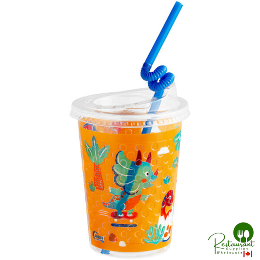 Dinosaur Print Kid's Cup with Lid and Straw 12 oz. By Prime - 250/Case