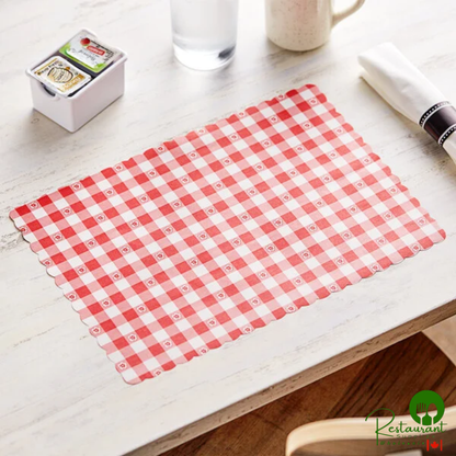 10" x 14" Red Gingham Colored Paper Placemat By Prime - 1,000/Case