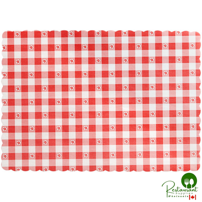 10" x 14" Red Gingham Colored Paper Placemat By Prime - 1,000/Case