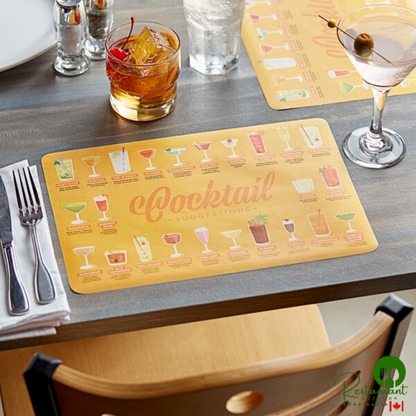 10" x 14" Cocktail Suggestions Paper Placemat By Prime - 1,000/Case