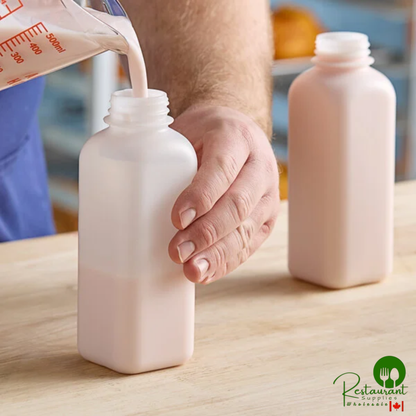 1 Pint (16 oz.) Translucent HDPE Square Milk Bottle - 450/Case
