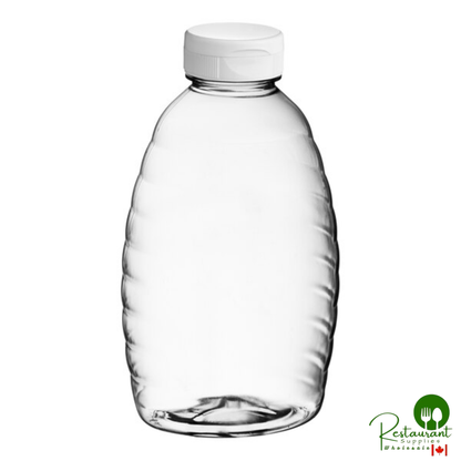 16 oz. (24 oz. Honey Weight) Classic Queenline PET Honey Bottle with Heat Induction Seal Liner White Plastic Flip Top Lid - 195/Case