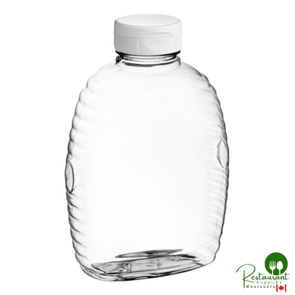 16 oz. (24 oz. Honey Weight) Queenline PET Honey Bottle with Heat Induction Seal Liner White Plastic Flip Top Lid - 200/Case