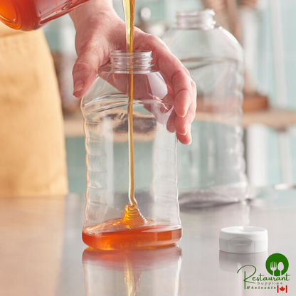 16 oz. (24 oz. Honey Weight) Ribbed Hourglass PET Honey Bottle with Heat Induction Seal Liner White Plastic Flip Top Lid - 190/Case