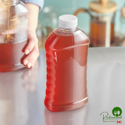 27 oz. (40 oz. Honey Weight) Ribbed Hourglass PET Honey Bottle with Heat Induction Seal Liner White Plastic Flip Top Lid - 135/Case