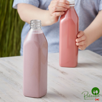 Captiva Containers 32 oz. Customizable Tall Square Milkman PET Clear Bottle - 104/Case