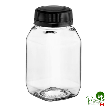 Captiva Containers 4 oz. Square PET Clear Energy Bottle with Black Lid - 650/Case