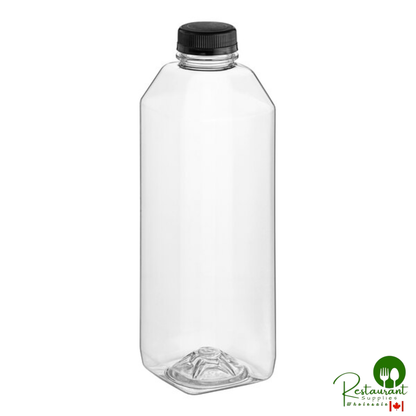 Captiva Containers 32 oz. Square PET Clear Juice Bottle with Black Lid - 104/Case