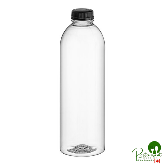Captiva Containers 32 oz. Round PET Clear Juice Bottle with Black Lid - 92/Case