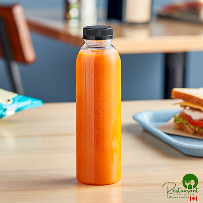 Captiva Containers 16 oz. Round PET Clear Juice Bottle with Black Lid - 186/Case