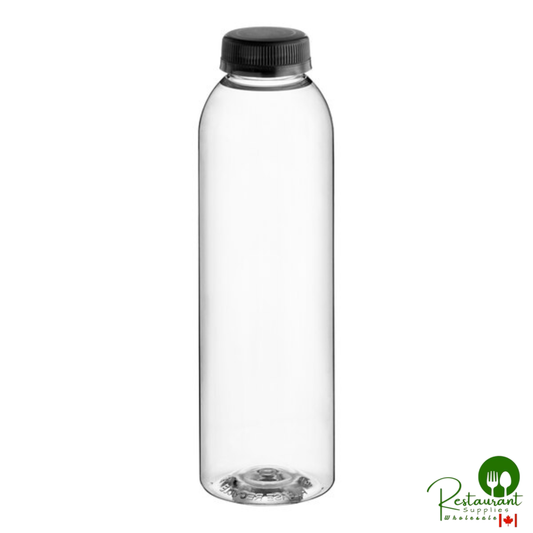 Captiva Containers 16 oz. Round PET Clear Juice Bottle with Black Lid - 186/Case