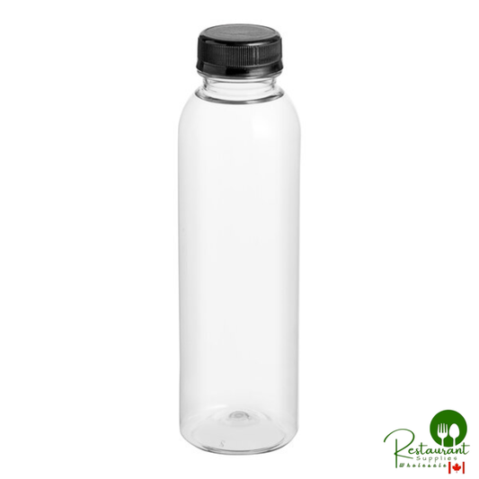 Captiva Containers 16 oz. Round PET Clear HPP Juice Bottle with Black Lid - 171/Case