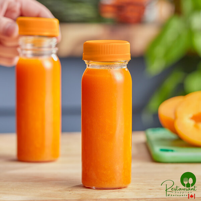 Captiva Containers 4 oz. Round PET Clear Energy Bottle with Orange Lid - 650/Case | Canada